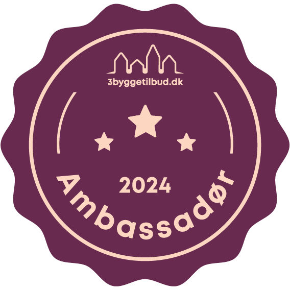 Lilla ambassadør badge fra 3byggetilbud.dk 2024